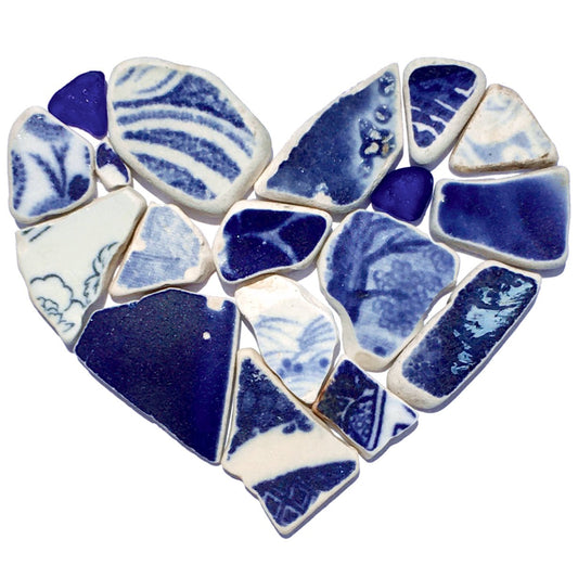 Greetings Card - Blue Pottery Love Heart Mosaic - East Neuk Beach Crafts