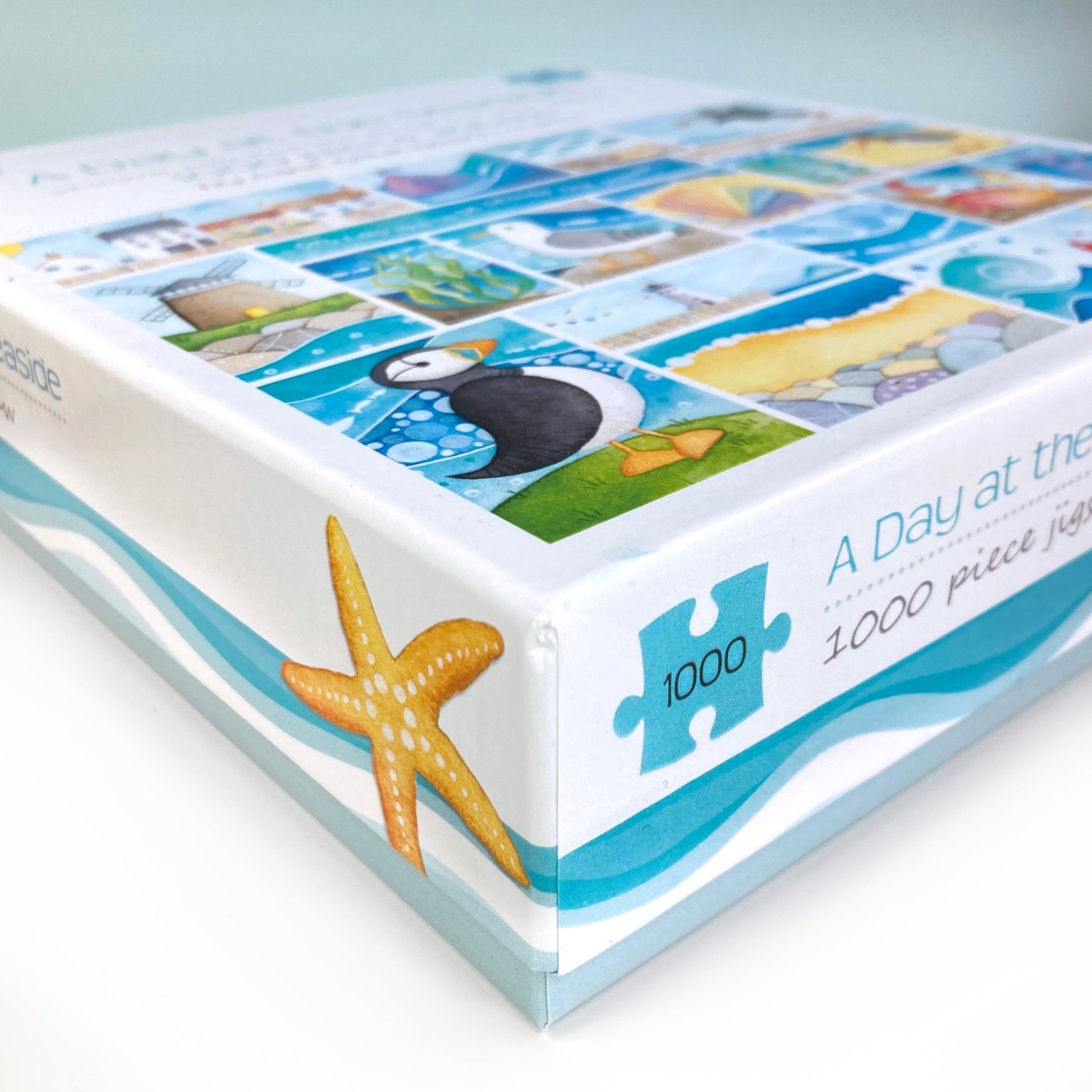 Jigsaw Puzzle - A Day at the Seaside - 1000 pieces - Puffins, Seagull, Crab, Boats - East Neuk Beach Crafts