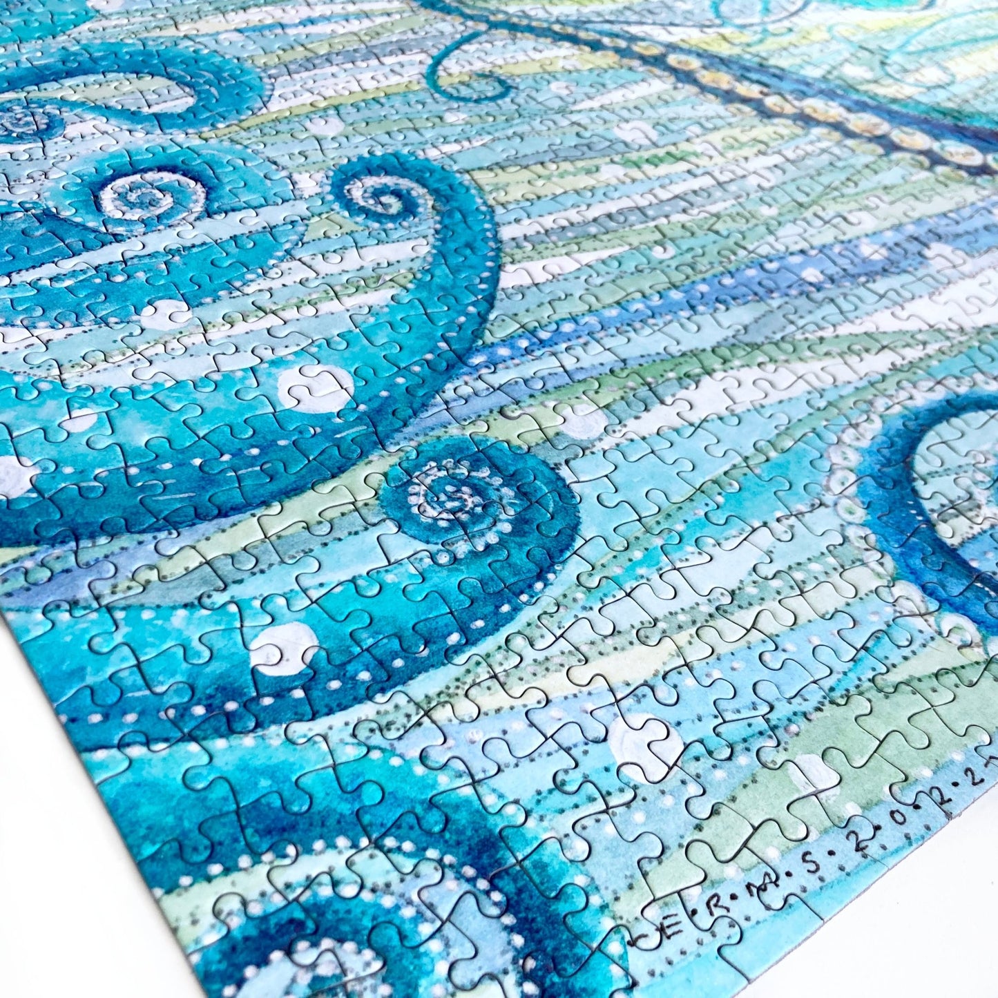 Octopus - Seaside Jigsaw Puzzle 1000 pieces - Silvery Seas - Coastal Art by Elizabeth Stocker - East Neuk Beach Crafts