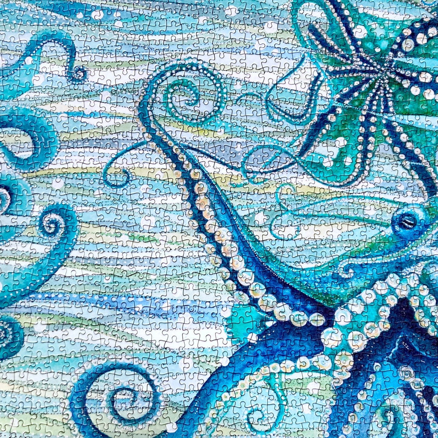 Octopus - Seaside Jigsaw Puzzle 1000 pieces - Silvery Seas - Coastal Art by Elizabeth Stocker - East Neuk Beach Crafts