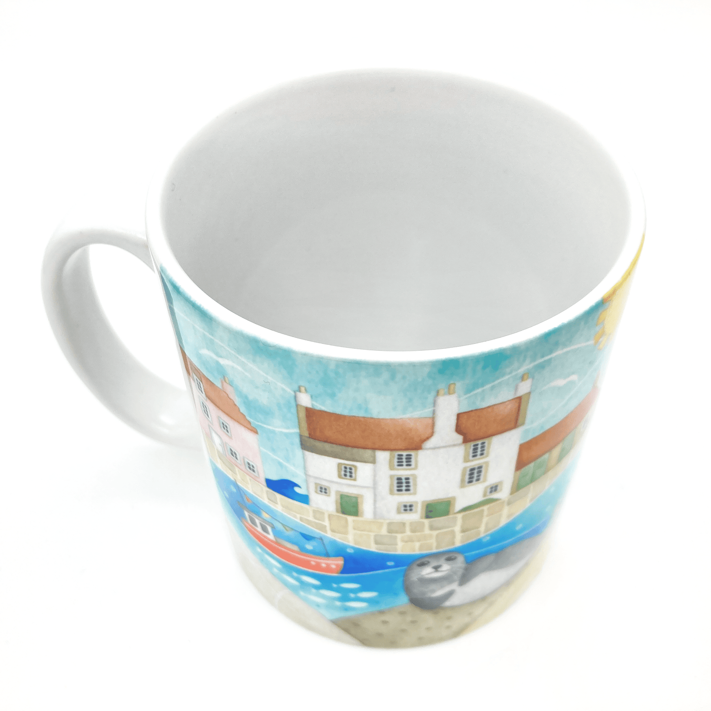 Seal Mug - Sammy Seal at Pittenweem Harbour - Seaside Watercolours, East Neuk of Fife - East Neuk Beach Crafts