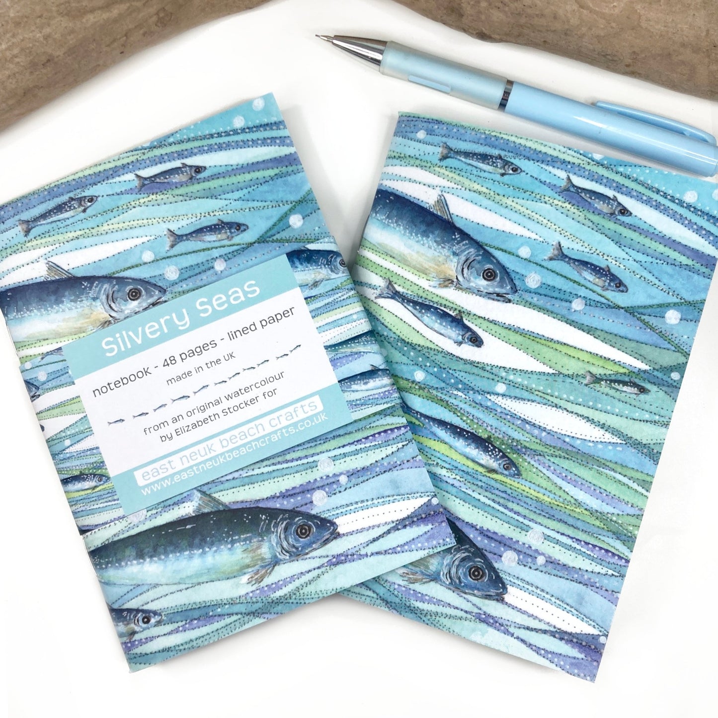 Small Fish Notebook - A6 Pocket Notepad with Lined Paper - Seaside Stationery - East Neuk Beach Crafts