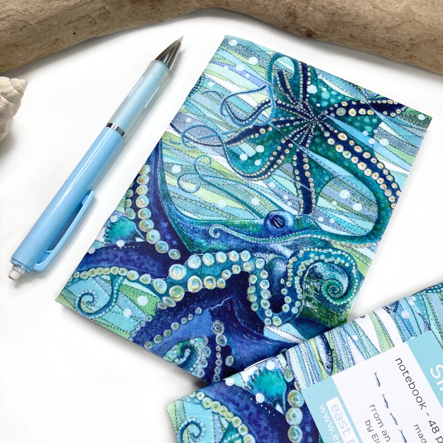Small Octopus Notebook - A6 Pocket Notepad with Lined Paper - Seaside Stationery - East Neuk Beach Crafts