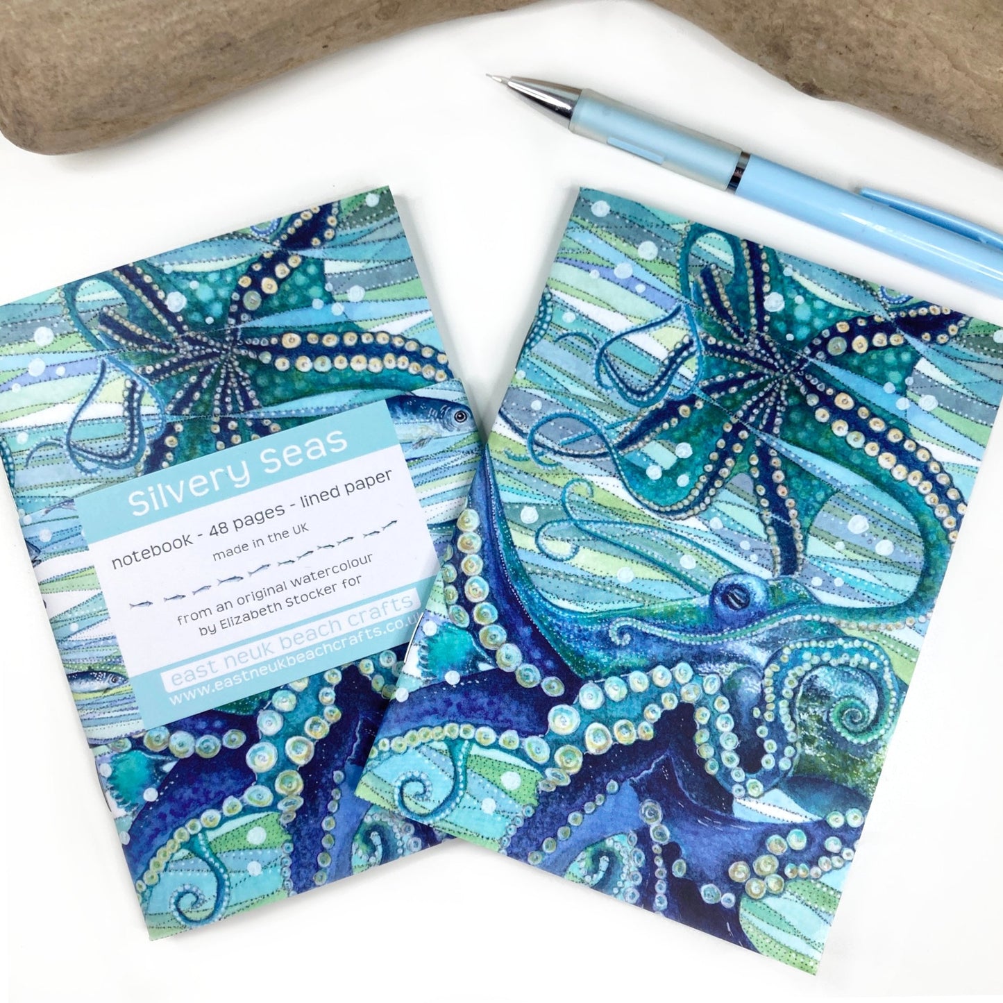 Small Octopus Notebook - A6 Pocket Notepad with Lined Paper - Seaside Stationery - East Neuk Beach Crafts