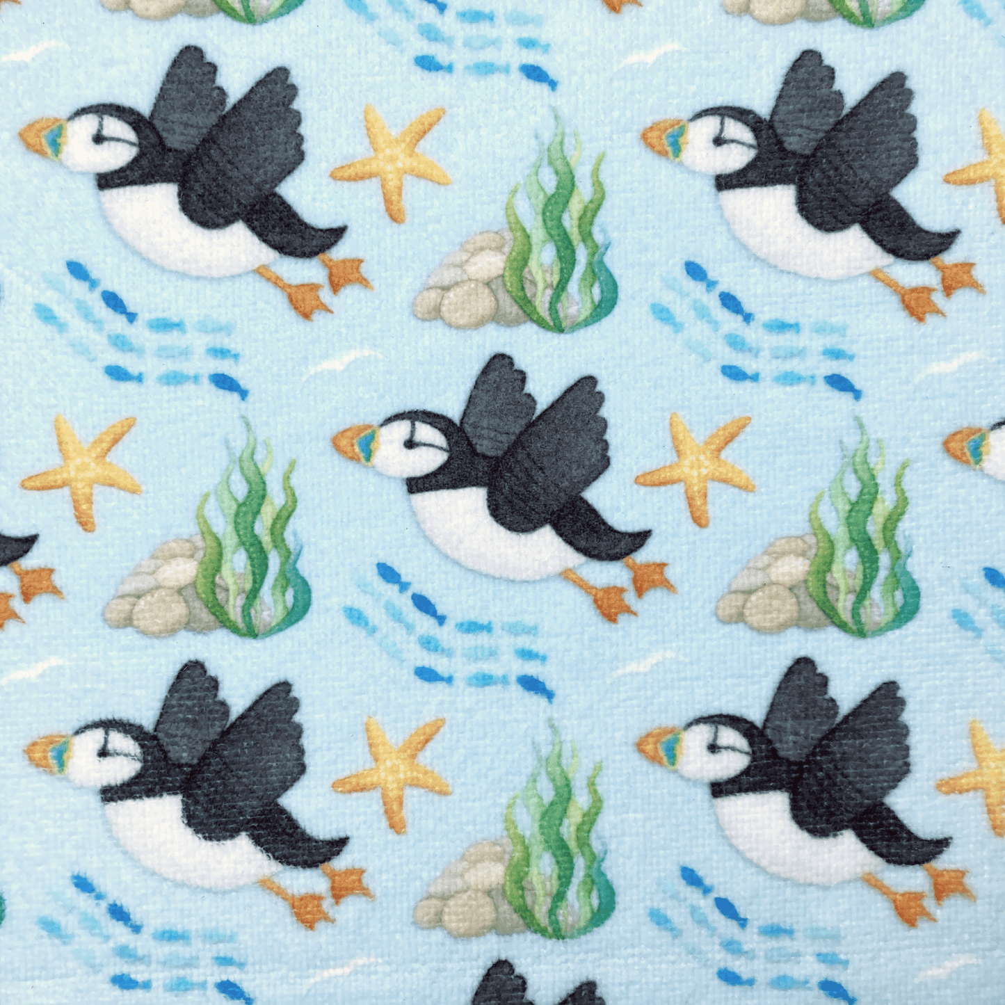 Tea Towel Bundle x2 - Seagull & Puffin Patterns - Fluffy Style Hand Towels - East Neuk Beach Crafts