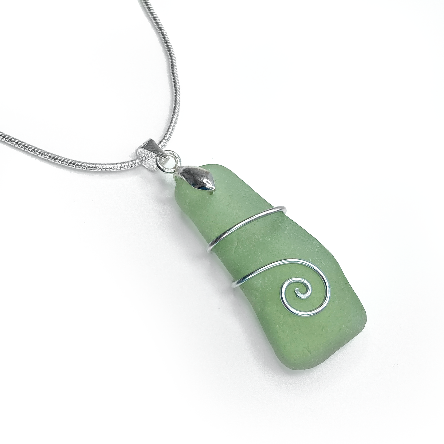 Sea Glass Pendant Pale Green Celtic Wire Wrapped Necklace Scottish East Neuk Beach Crafts