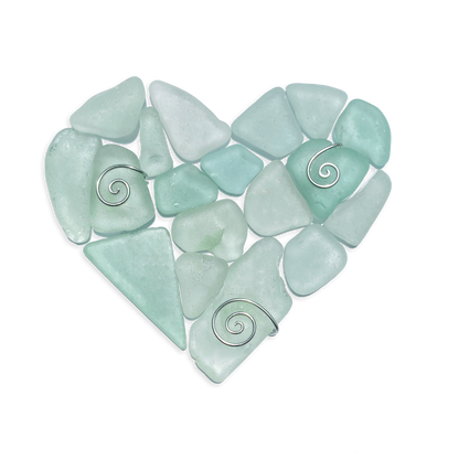 Framed Sea Glass Heart - Green Scottish Beach Glass Coastal Wall Art