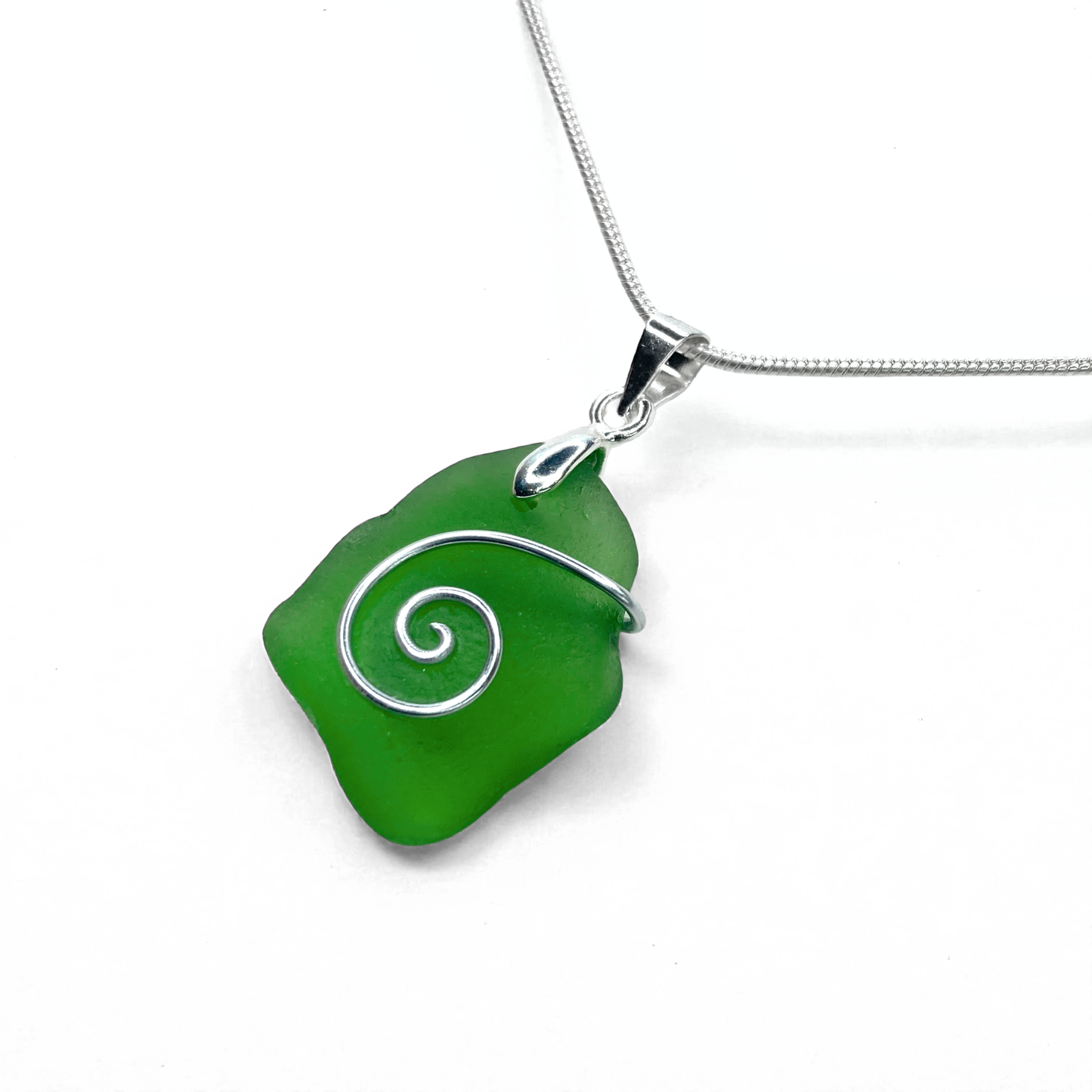 Sea Glass Necklace - Green Celtic Pendant - Scottish Jewellery