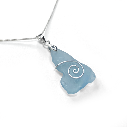 Sea Glass Necklace - Blue Celtic Pendant - Scottish Jewellery