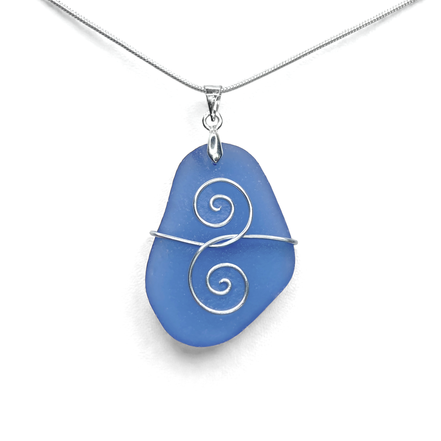 Tumbled Glass Necklace - Blue Friendship Pendant - Scottish Jewellery