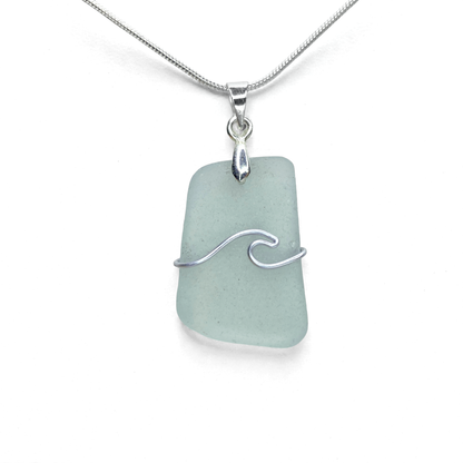Sea Glass Necklace - Aqua Wave Pendant - Scottish Jewellery