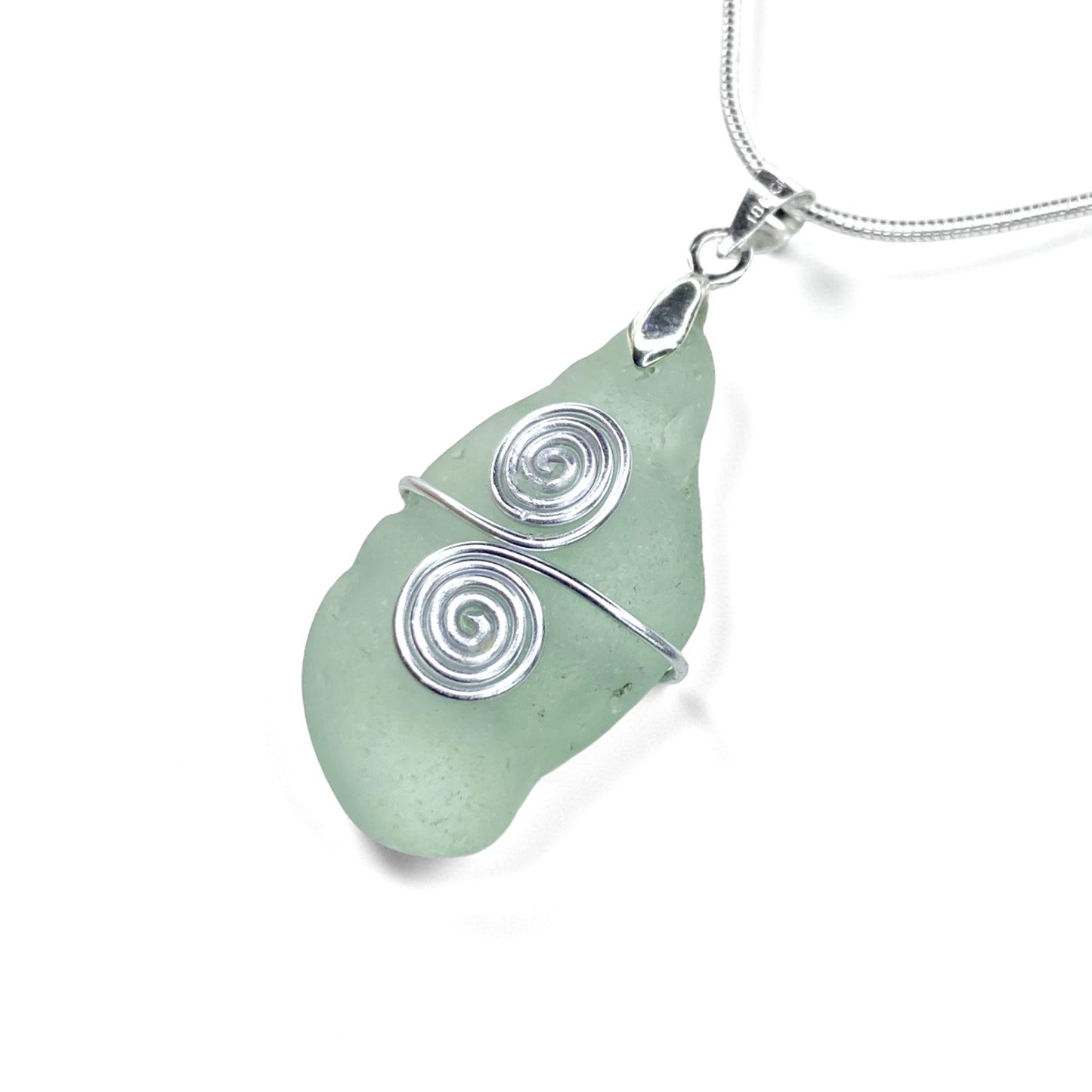 Sea Glass Necklace - Aqua Celtic Pendant - Scottish Jewellery