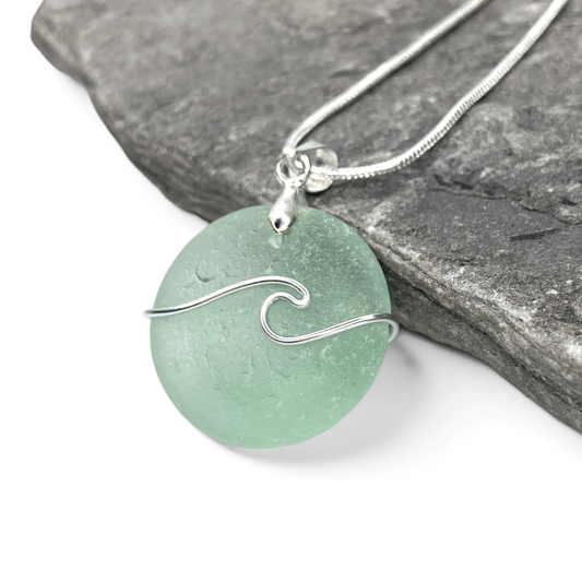 Sea Glass Necklace - Rare Bottle Stopper Pendant - Scottish Jewellery