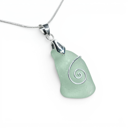 Sea Glass Necklace - Aqua Celtic Pendant - Scottish Jewellery