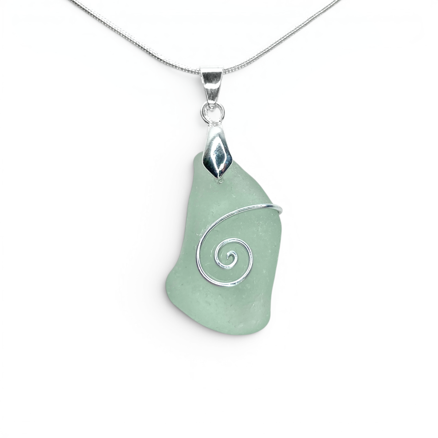 Sea Glass Necklace - Aqua Celtic Pendant - Scottish Jewellery