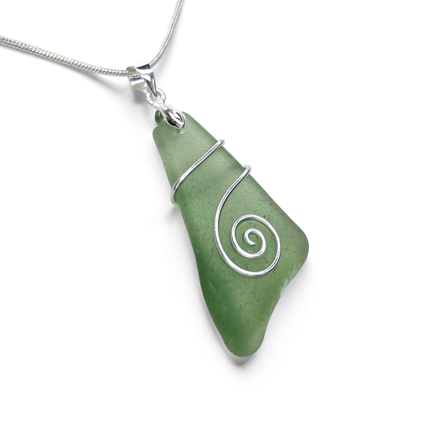 Sea Glass Necklace - Green Celtic Pendant - Scottish Jewellery