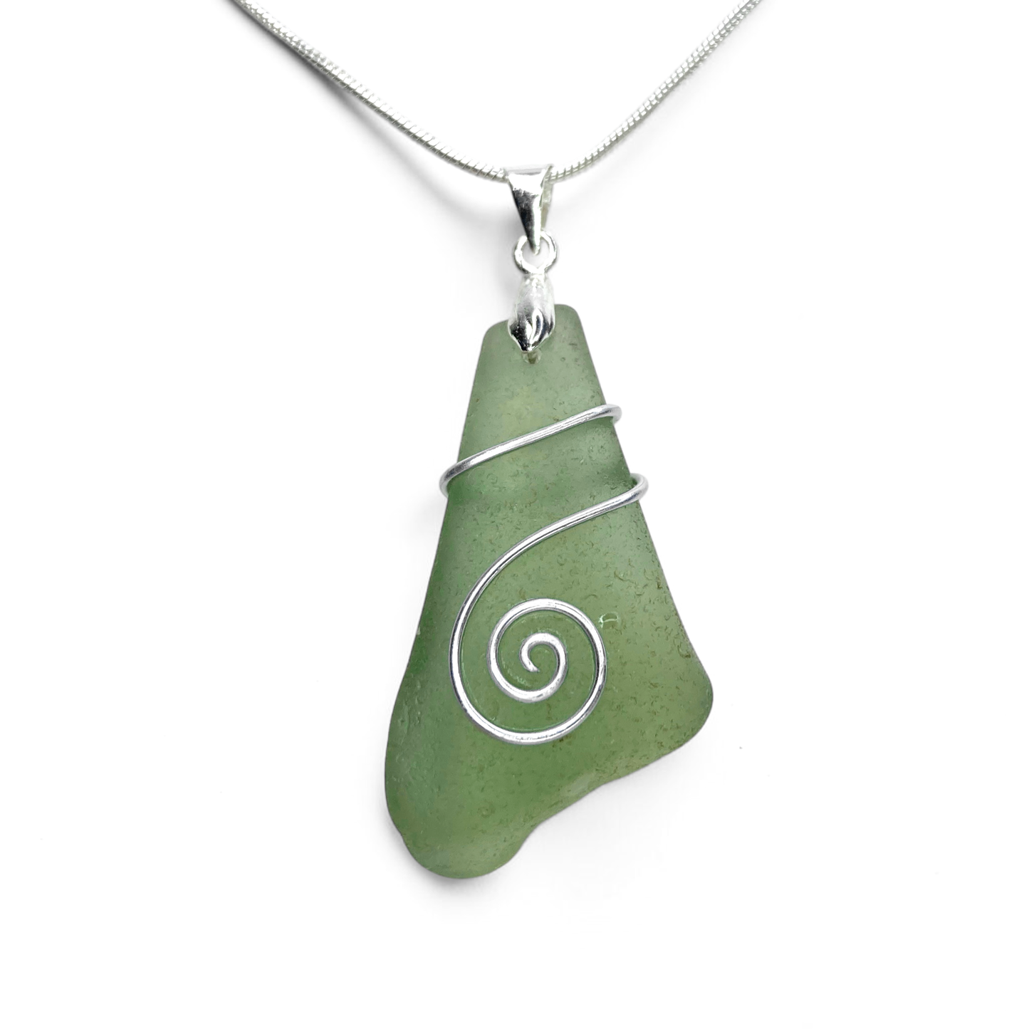 Sea Glass Necklace - Green Celtic Pendant - Scottish Jewellery
