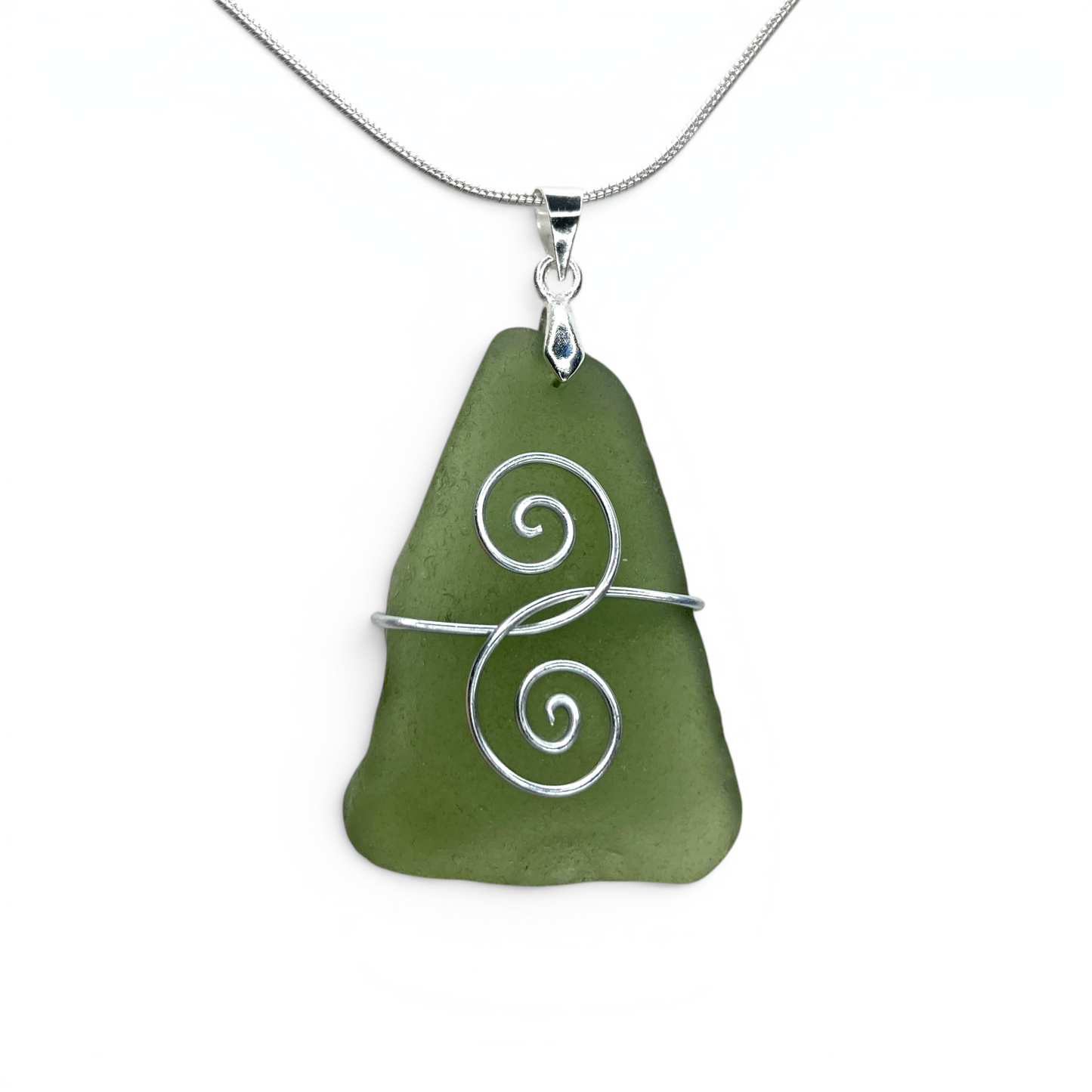 Sea Glass Necklace - Green Friendship Pendant - Scottish Jewellery