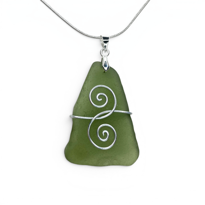 Sea Glass Necklace - Green Friendship Pendant - Scottish Jewellery