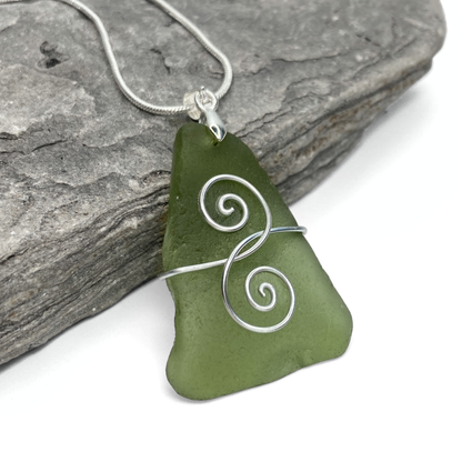 Sea Glass Necklace - Green Friendship Pendant - Scottish Jewellery
