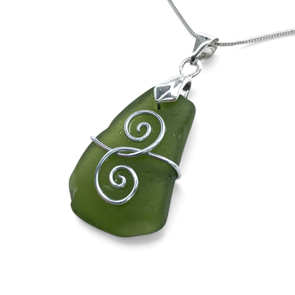 Sea Glass Necklace - Green Friendship Pendant - Scottish Jewellery