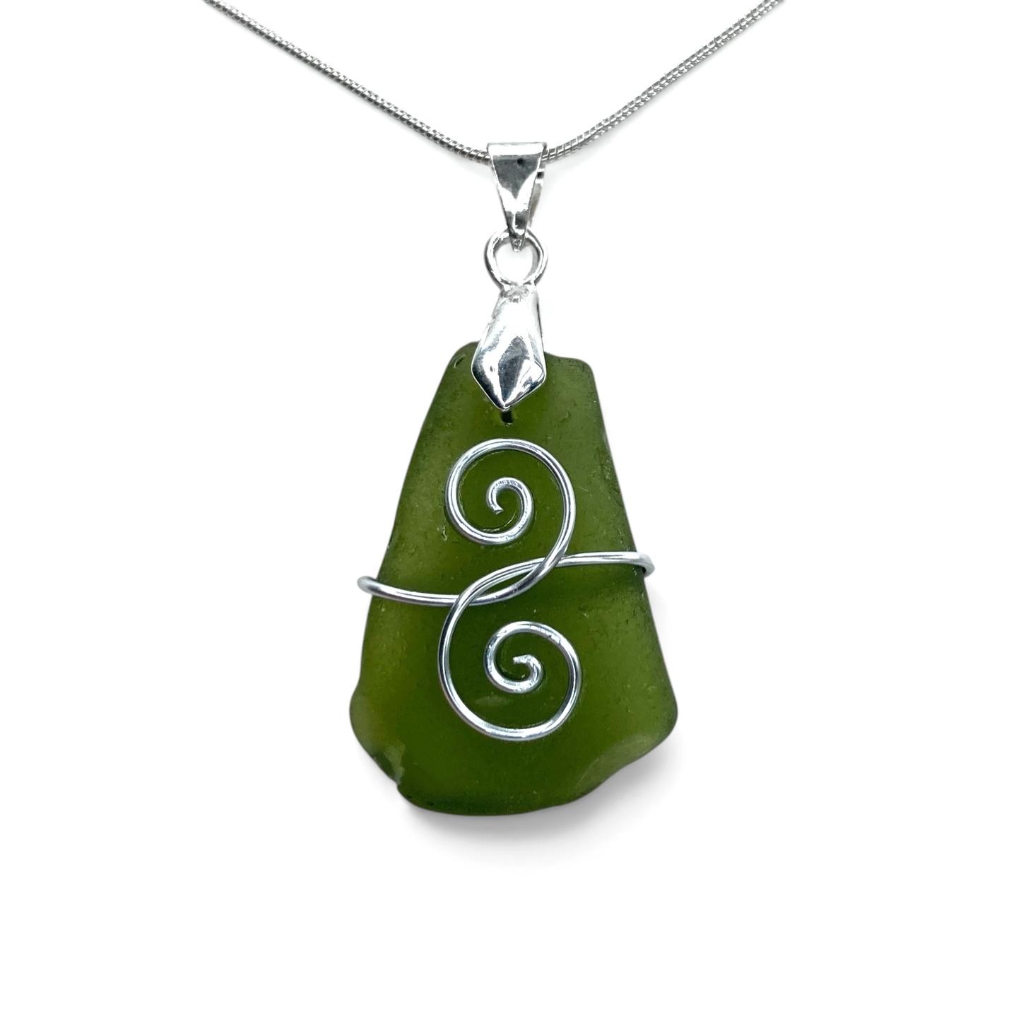 Sea Glass Necklace - Green Friendship Pendant - Scottish Jewellery