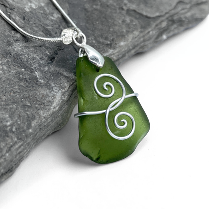 Sea Glass Necklace - Green Friendship Pendant - Scottish Jewellery
