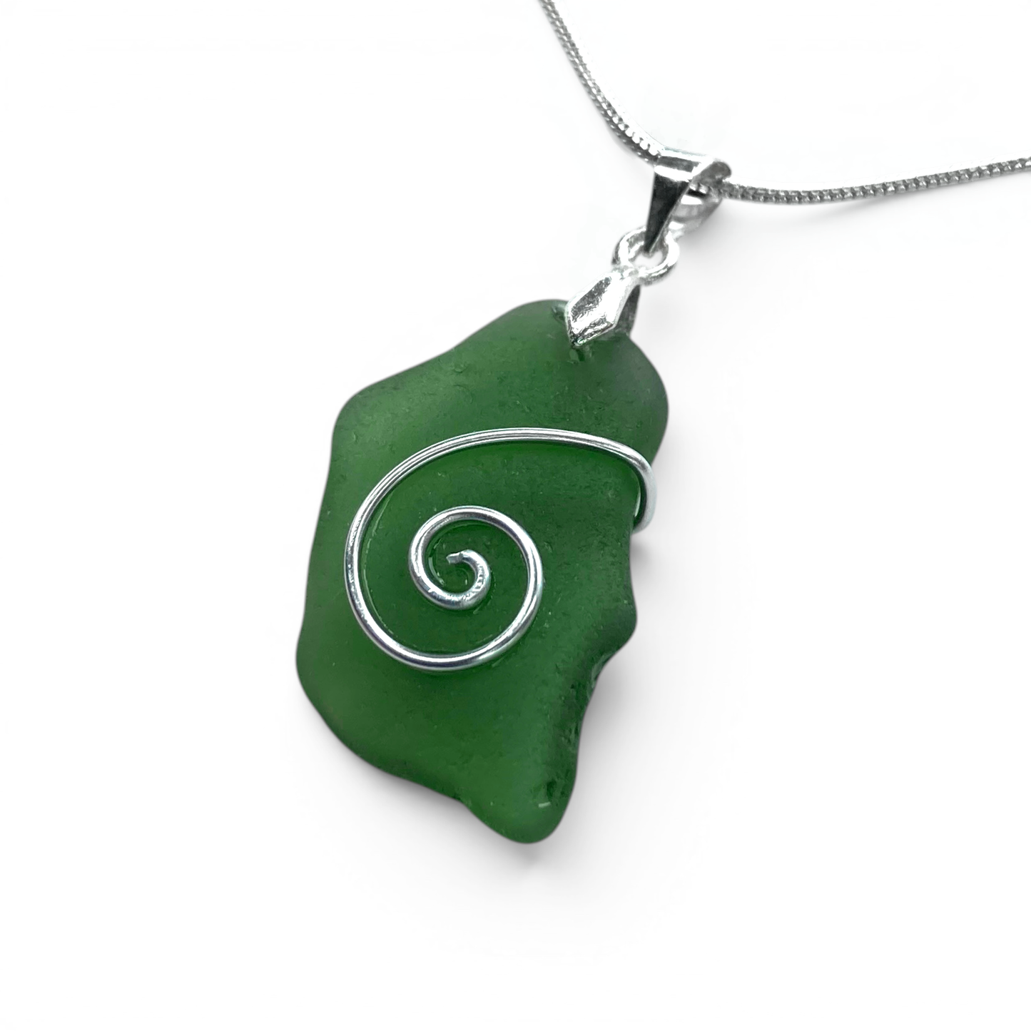 Sea Glass Necklace - Green Celtic Pendant - Scottish Jewellery
