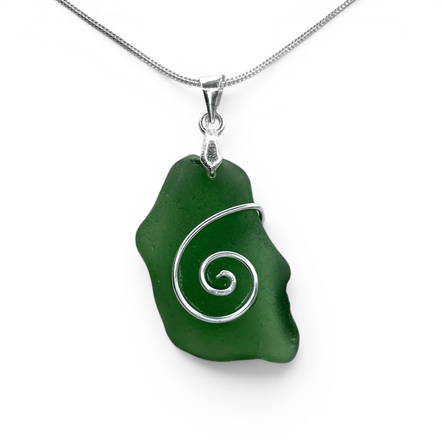 Sea Glass Necklace - Green Celtic Pendant - Scottish Jewellery