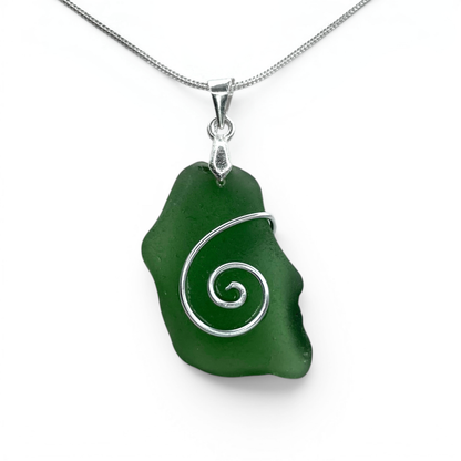 Sea Glass Necklace - Green Celtic Pendant - Scottish Jewellery