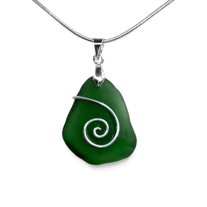 Sea Glass Necklace - Green Celtic Pendant - Scottish Jewellery