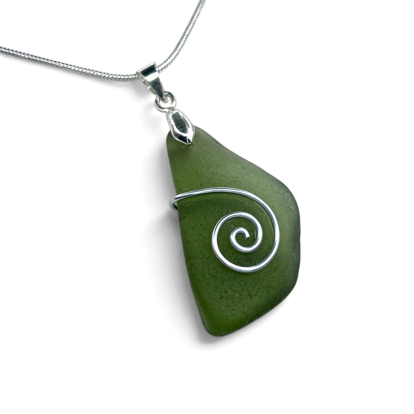 Sea Glass Necklace - Green Celtic Pendant - Scottish Jewellery