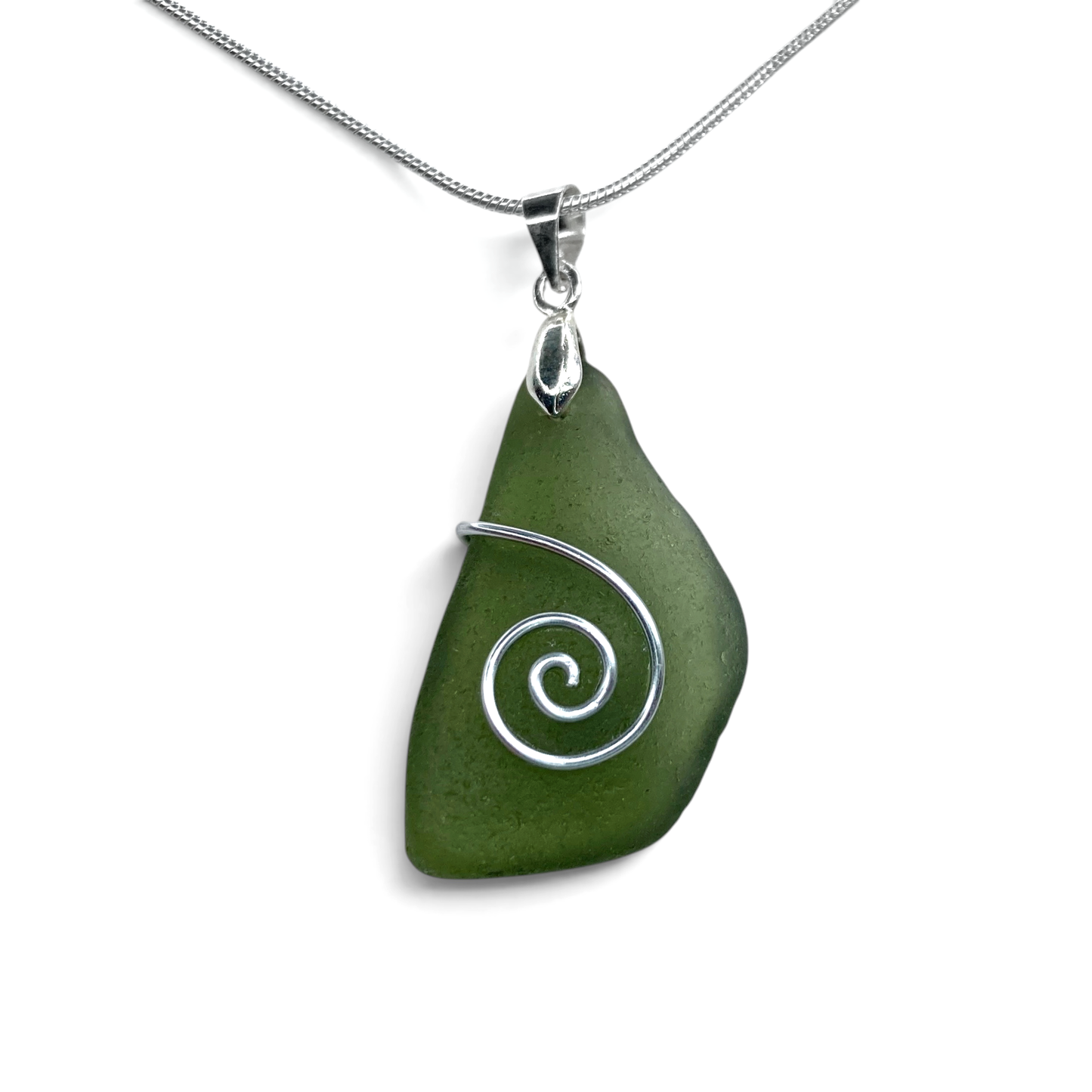 Sea Glass Necklace - Green Celtic Pendant - Scottish Jewellery