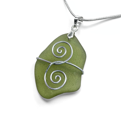 Sea Glass Necklace - Green Friendship Pendant - Scottish Jewellery