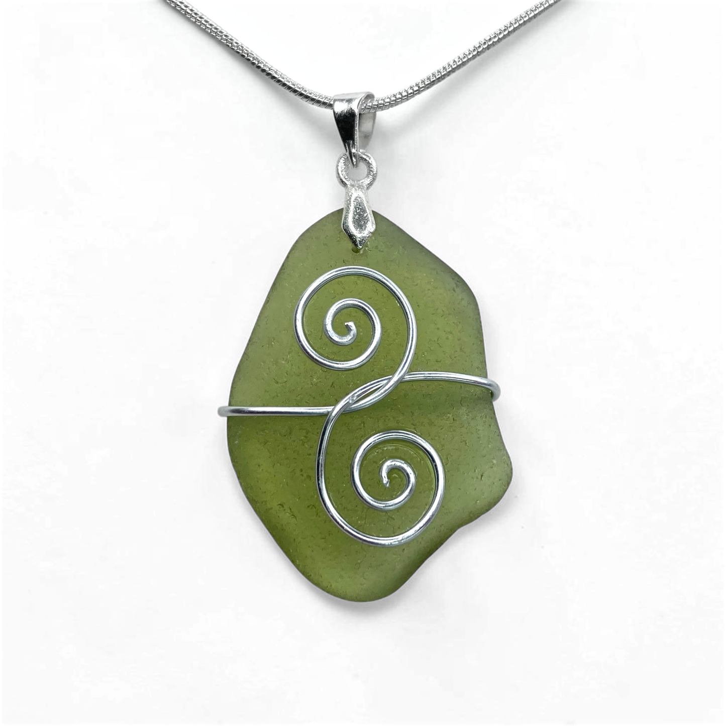 Sea Glass Necklace - Green Friendship Pendant - Scottish Jewellery