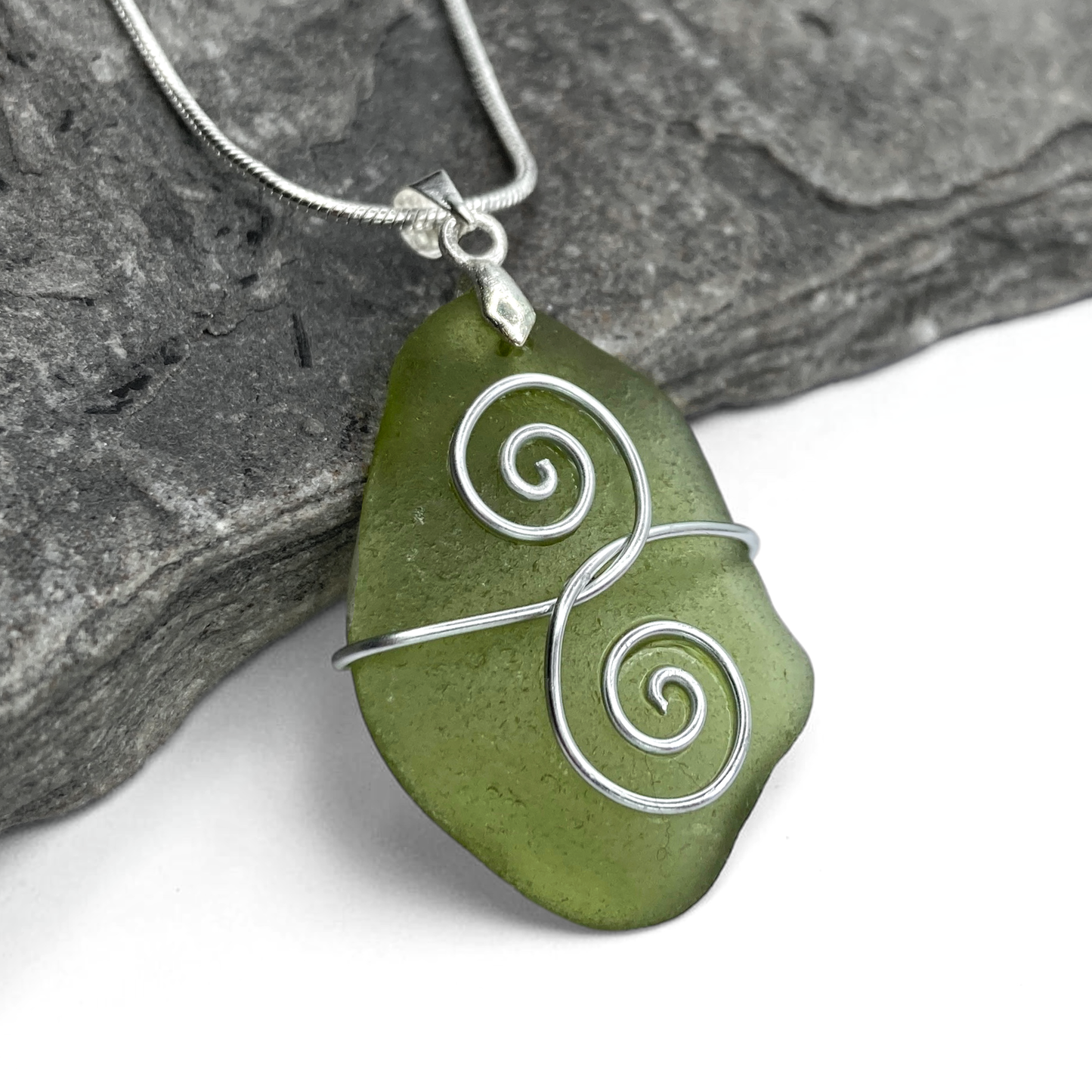 Sea Glass Necklace - Green Friendship Pendant - Scottish Jewellery