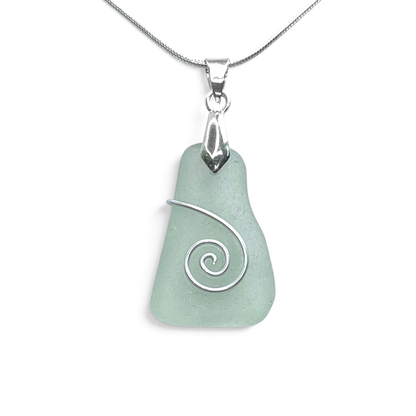 Sea Glass Necklace - Aqua Celtic Pendant - Scottish Jewellery