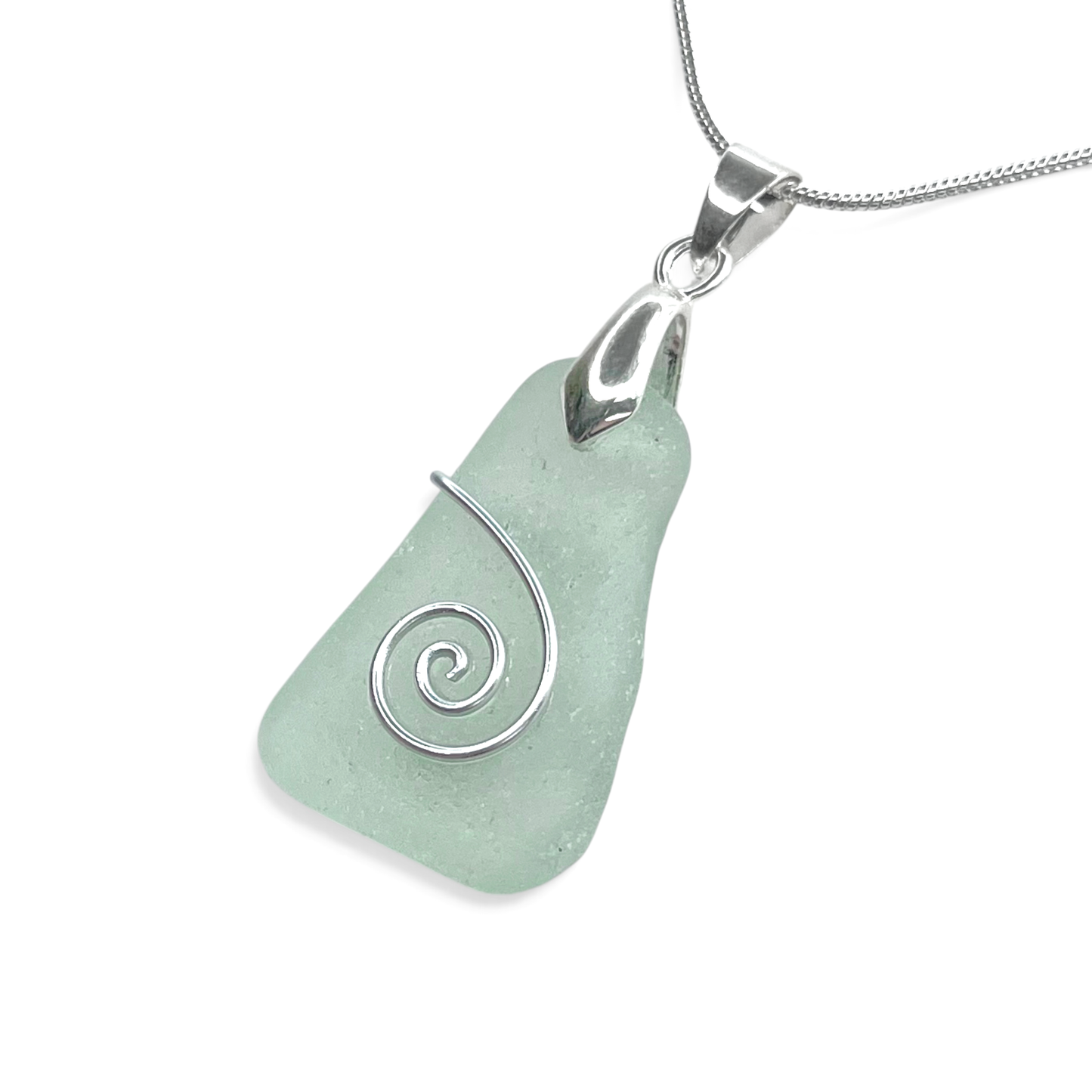 Sea Glass Necklace - Aqua Celtic Pendant - Scottish Jewellery