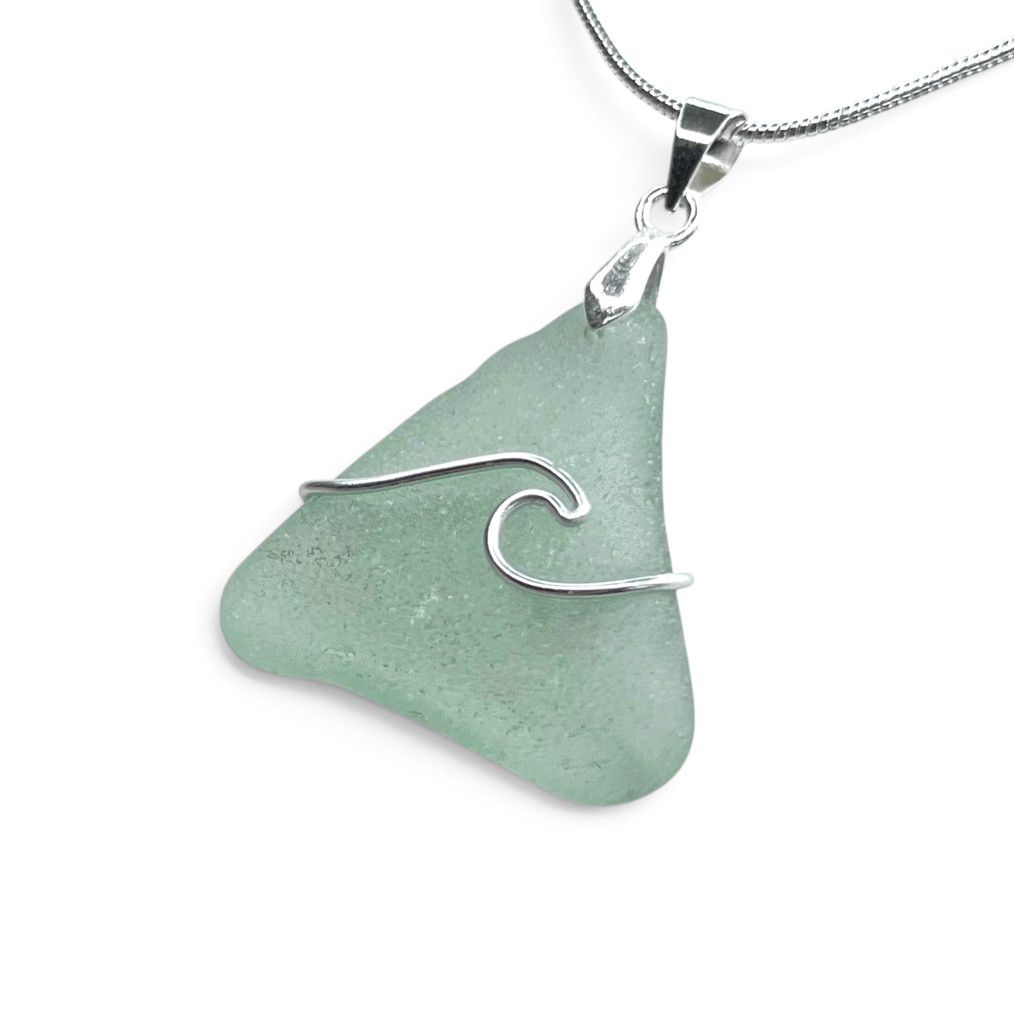Sea Glass Necklace - Aqua Wave Pendant Scottish Jewellery
