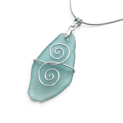 Sea Glass Necklace - Aqua Friendship Pendant - Scottish Jewellery