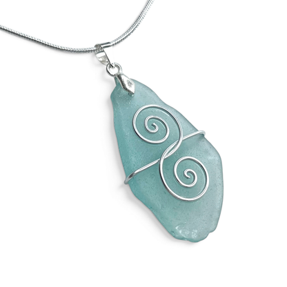 Sea Glass Necklace - Aqua Friendship Pendant - Scottish Jewellery