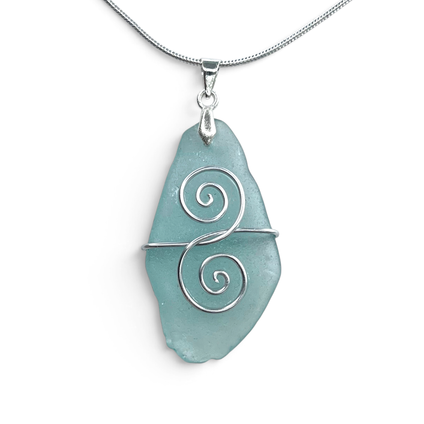 Sea Glass Necklace - Aqua Friendship Pendant - Scottish Jewellery
