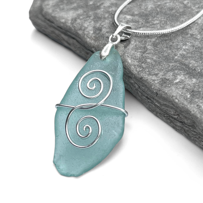 Sea Glass Necklace - Aqua Friendship Pendant - Scottish Jewellery