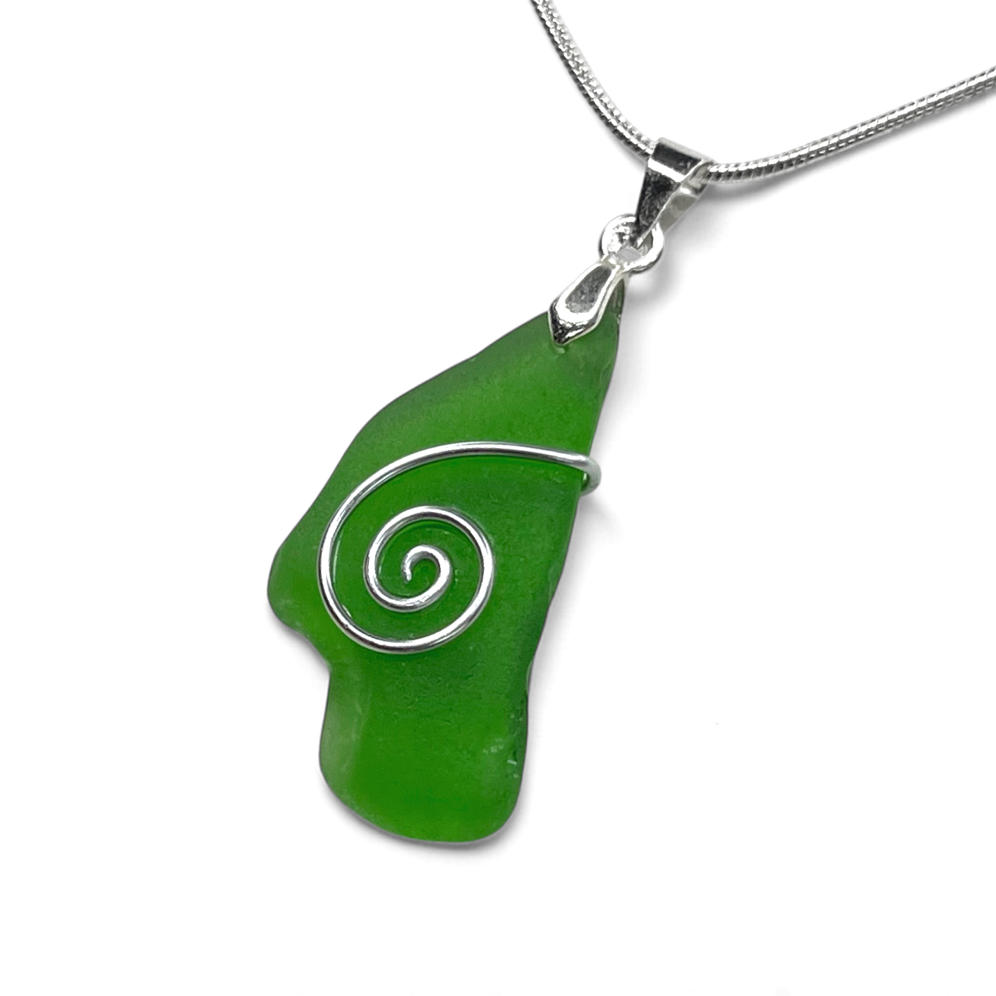 Sea Glass Necklace - Green Celtic Pendant - Scottish Jewellery