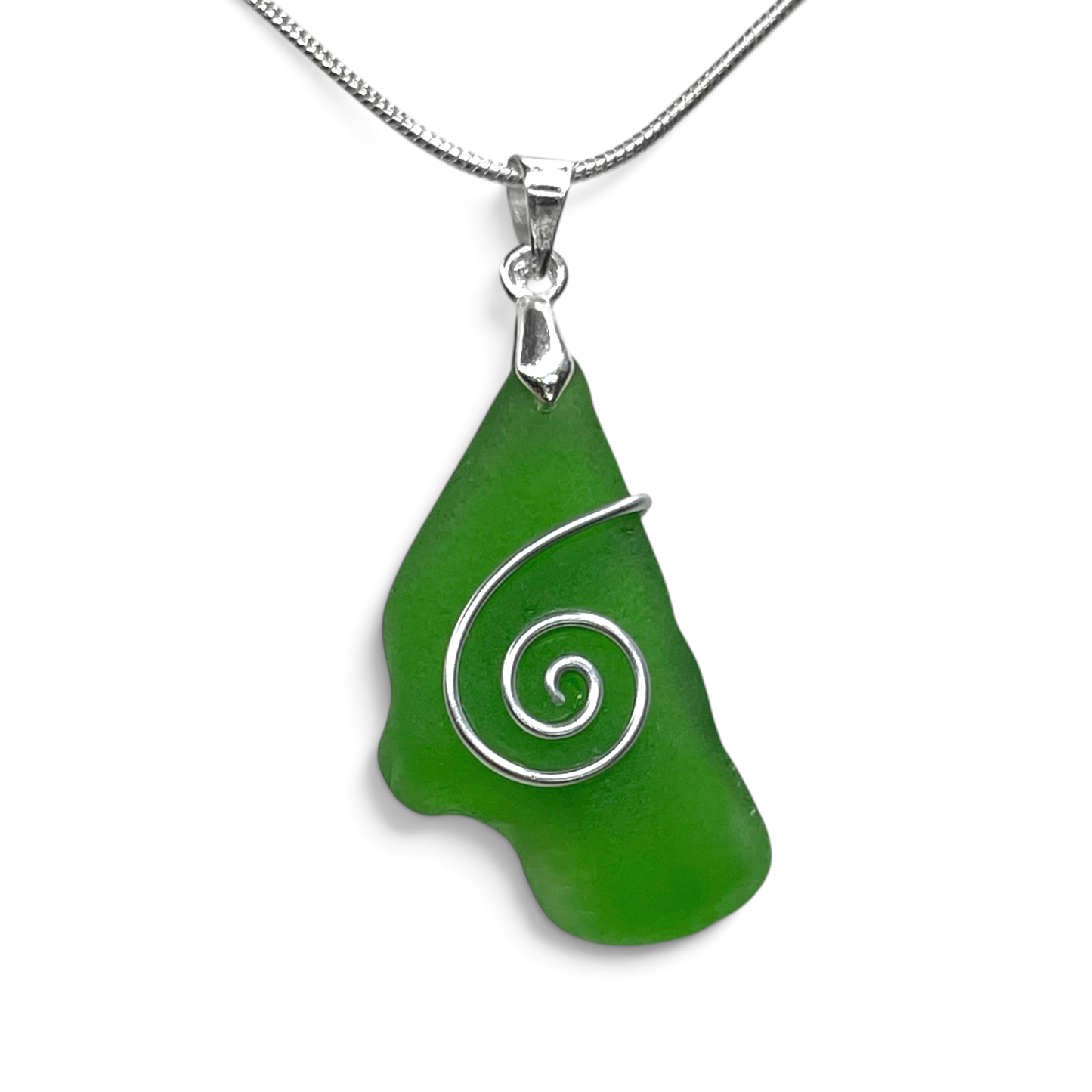 Sea Glass Necklace - Green Celtic Pendant - Scottish Jewellery
