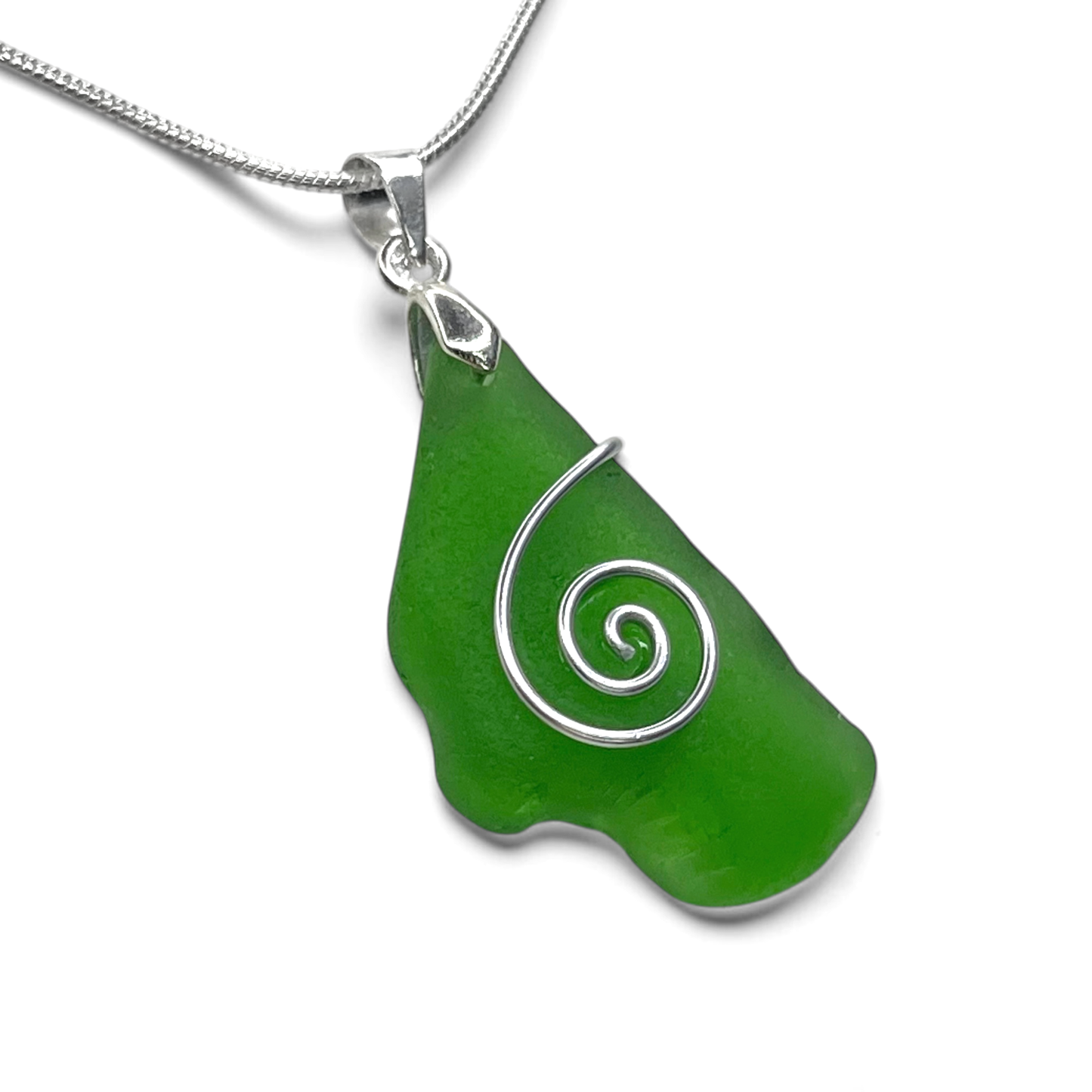 Sea Glass Necklace - Green Celtic Pendant - Scottish Jewellery