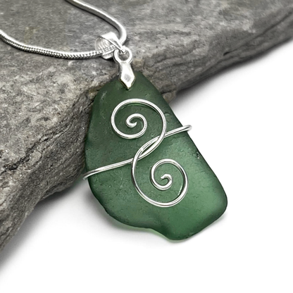 Sea Glass Necklace - Green Friendship Pendant - Scottish Jewellery