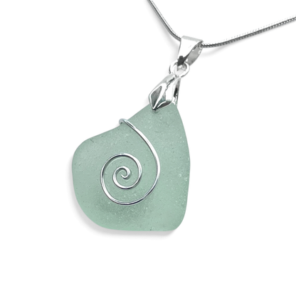 Sea Glass Necklace - Aqua Celtic Pendant - Scottish Jewellery