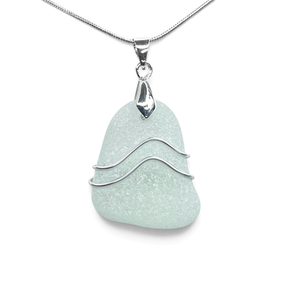 Sea Glass Necklace - Aqua Ripples Pendant - Scottish Jewellery