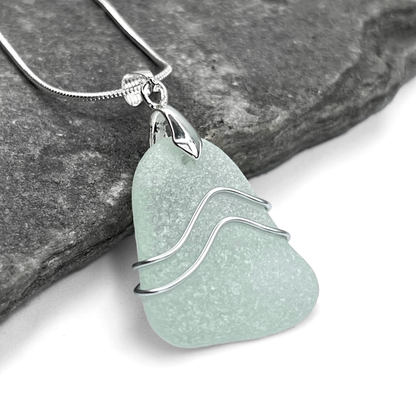 Sea Glass Necklace - Aqua Ripples Pendant - Scottish Jewellery